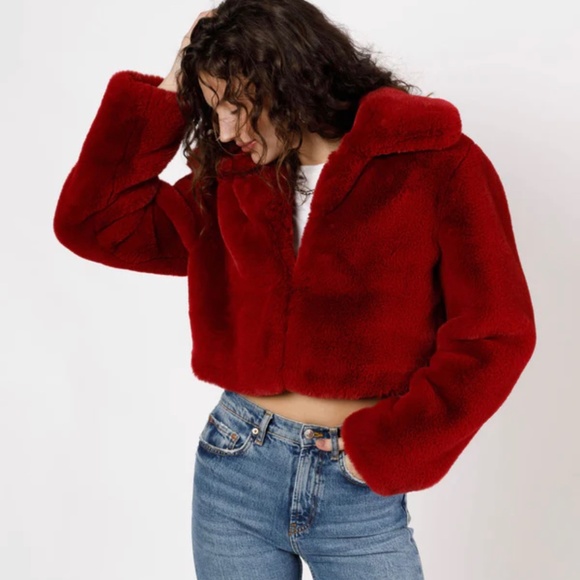 Band Of Free Eggplant Faux Fur Cropped Jacket US L - Picture 1 of 8